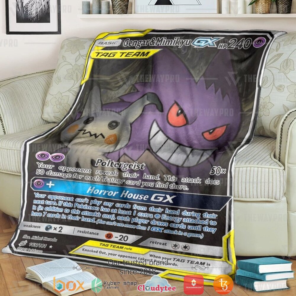 Anime Pokemon Gengar Mimikyu Gx Team Up Soft Blanket Anime Pokemon Gengar Mimikyu Gx Team Up Soft Blanket
