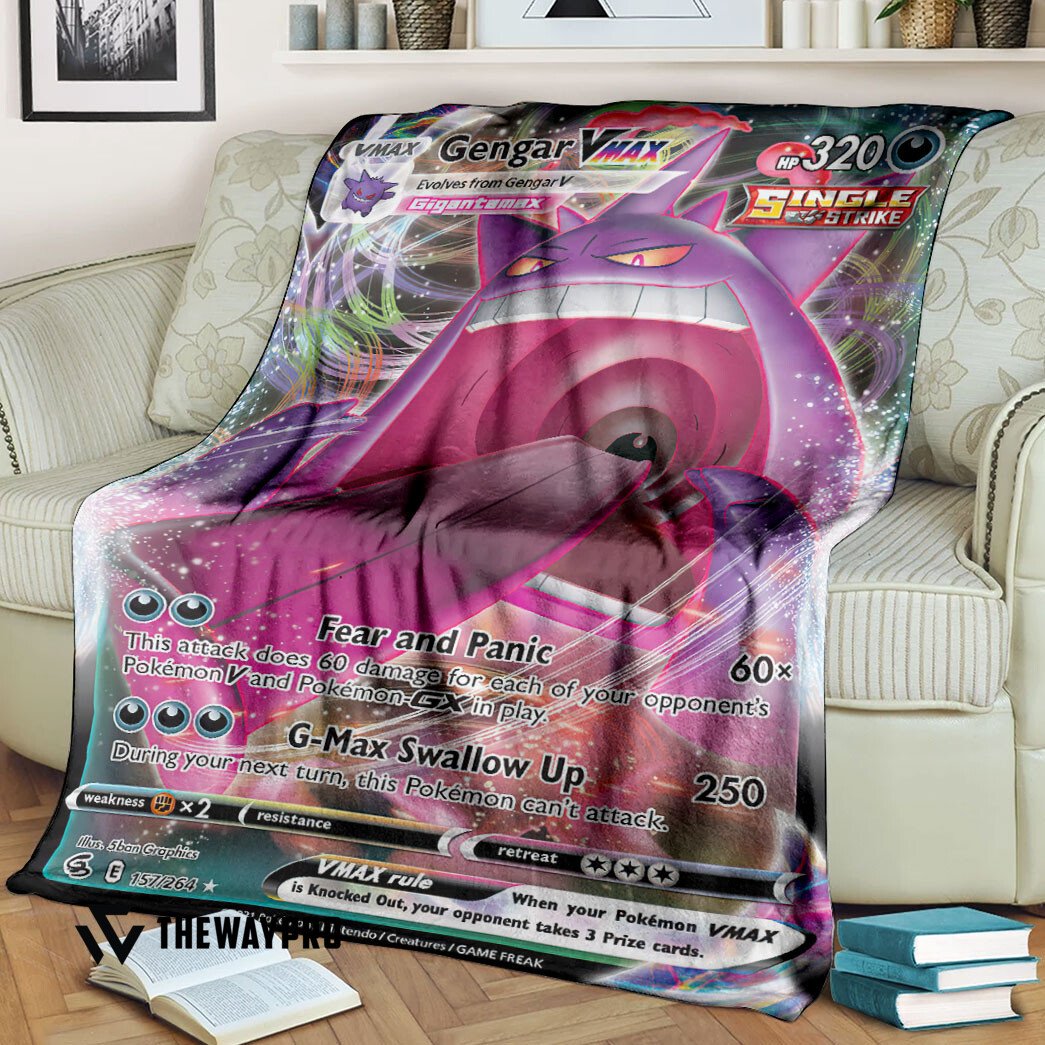 Anime Pokemon Gengar Vmax Fusion Strike Blanket Anime Pokemon Gengar Vmax Fusion Strike Blanket
