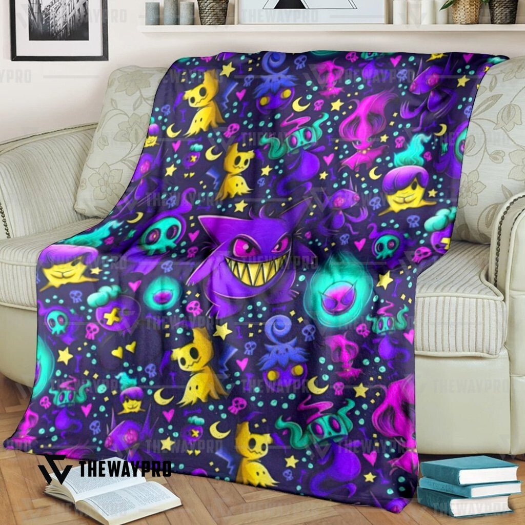 Anime Pokemon Ghost Custom Soft Blanket Anime Pokemon Ghost Custom Soft Blanket