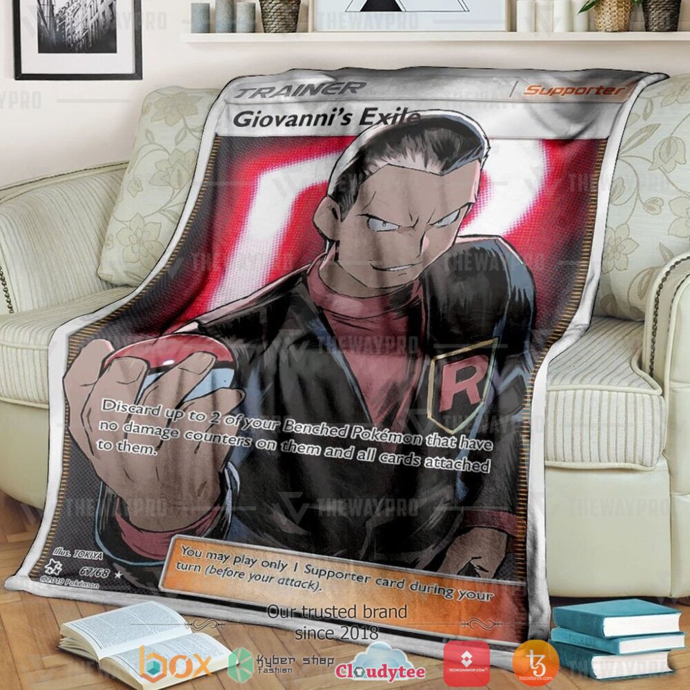 Anime Pokemon Giovannis Exile Hidden Fates Soft Blanket Anime Pokemon Giovannis Exile Hidden Fates Soft Blanket