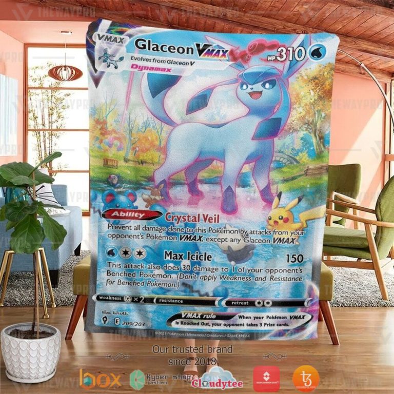 Anime-Pokemon-Glaceon-Vmax-Evolving-Skies-Soft-Blanket-1
