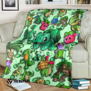 Anime Pokemon Grass Custom Soft Blanket