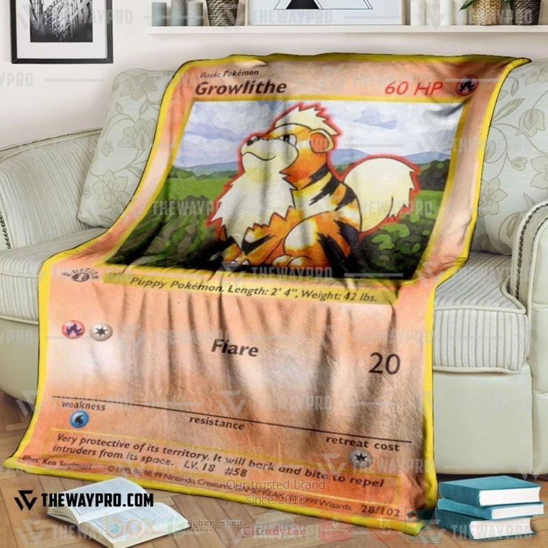 Anime Pokemon Growlithe 1St Edition Blanket Anime Pokemon Growlithe 1St Edition Blanket