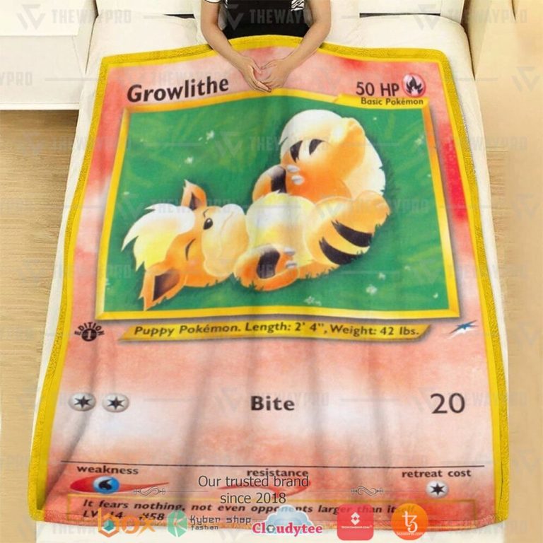 Anime-Pokemon-Growlithe-1St-Edition-Soft-Blanket-1
