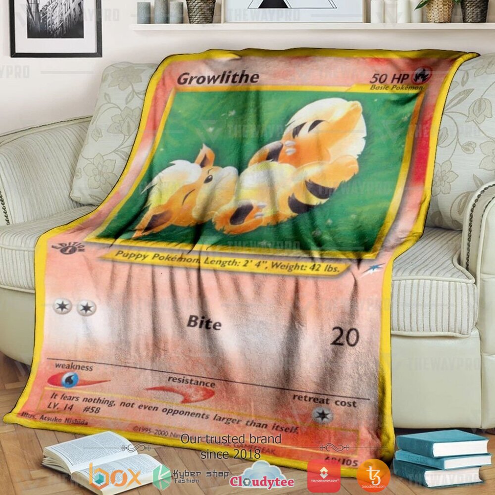 Anime Pokemon Growlithe 1St Edition Soft Blanket Anime Pokemon Growlithe 1St Edition Soft Blanket