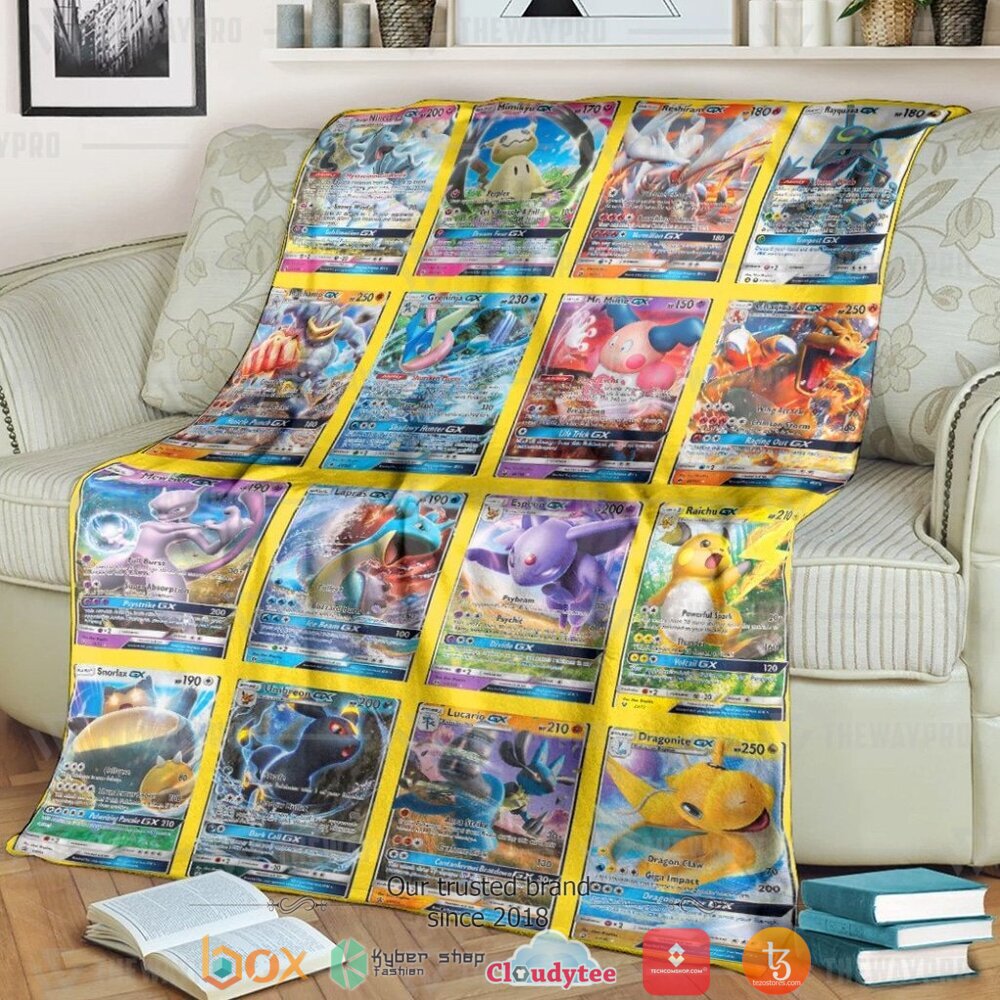Anime Pokemon Gx 2 Cards Version 3 Soft Blanket Anime Pokemon Gx 2 Cards Version 3 Soft Blanket