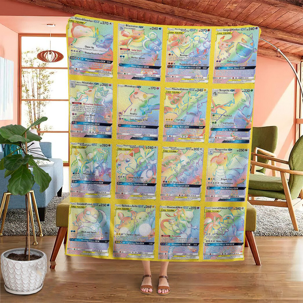 Anime Pokemon Gx 3 Cards Custom Soft Blanket Anime Pokemon Gx 3 Cards Custom Soft Blanket