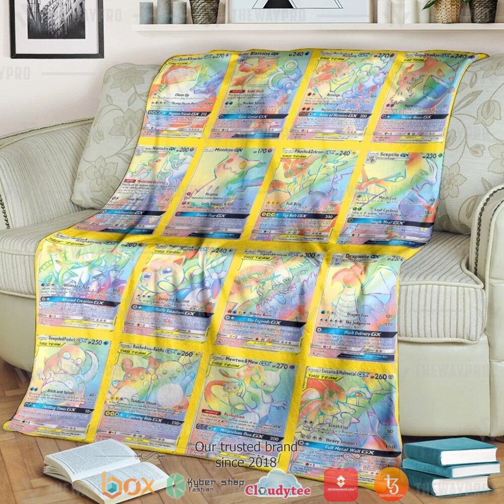 Anime Pokemon Gx 3 Cards Version 3 Soft Blanket Anime Pokemon Gx 3 Cards Version 3 Soft Blanket