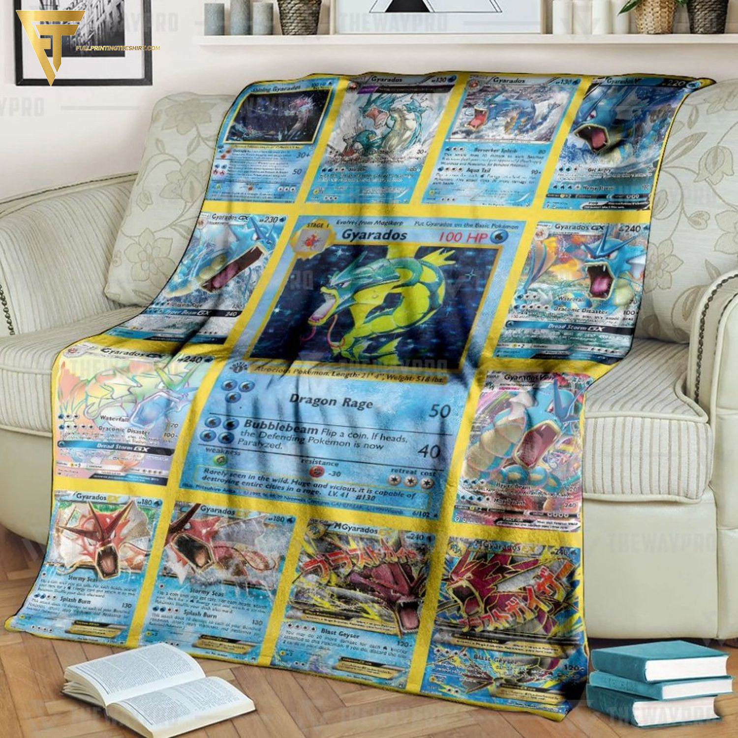 Anime Pokemon Gyarados Cards Full Printing Blanket Anime Pokemon Gyarados Cards Full Printing Blanket