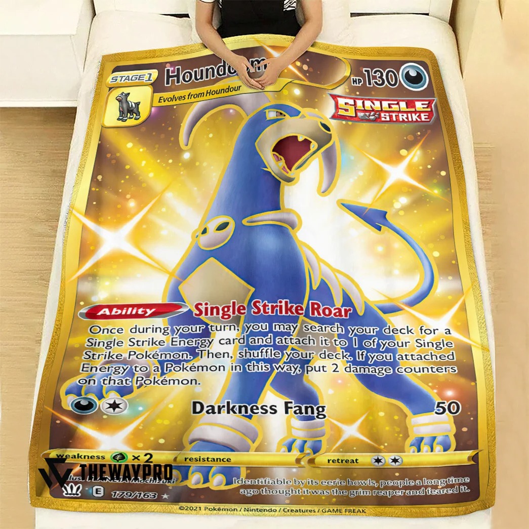 Anime Pokemon Houndoom Battle Styles Custom Soft Blanket Anime Pokemon Houndoom Battle Styles Custom Soft Blanket