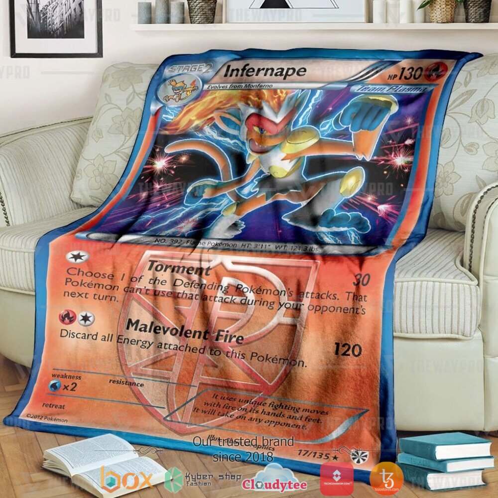 Anime Pokemon Infernape Plasma Storm Soft Blanket Anime Pokemon Infernape Plasma Storm Soft Blanket