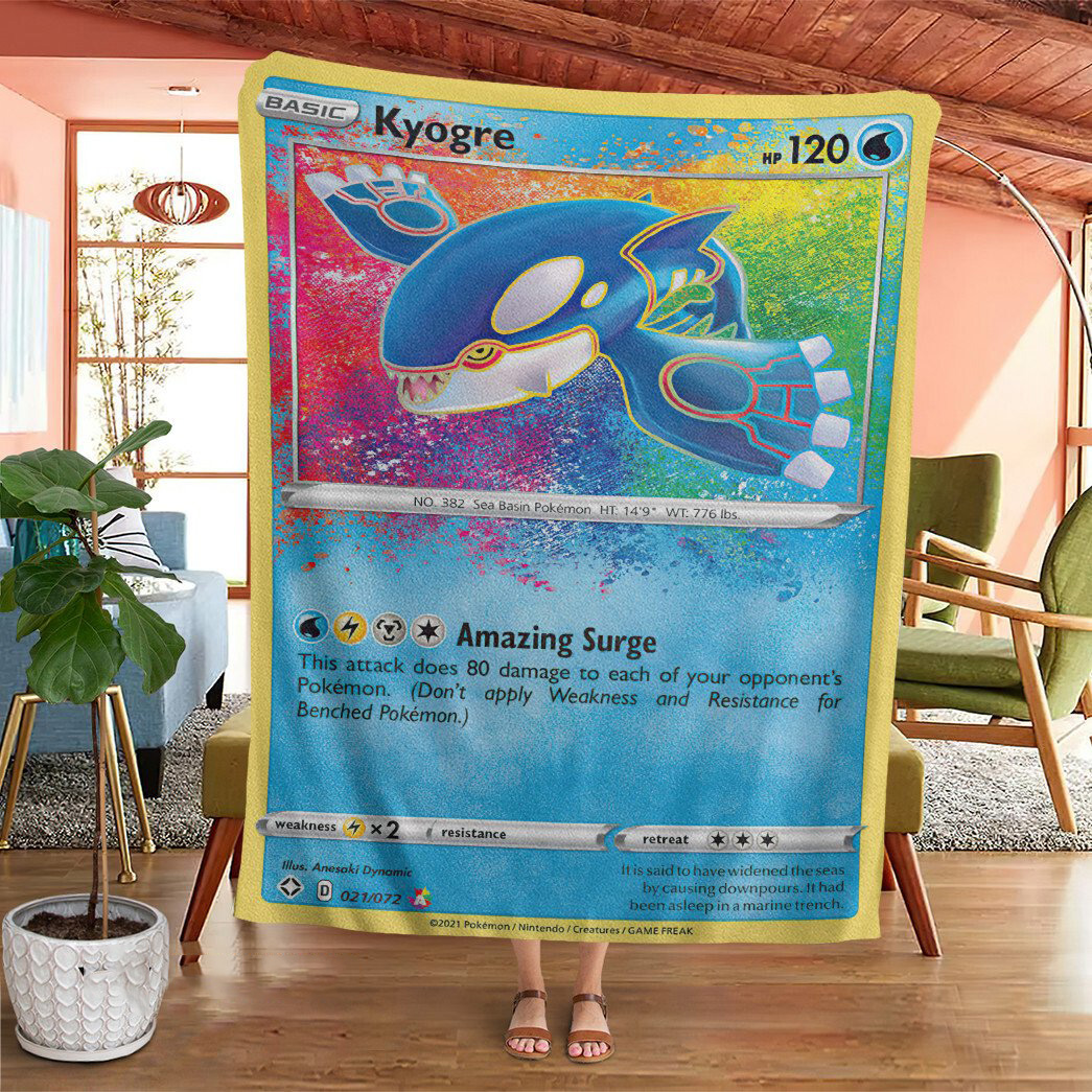 Anime Pokemon Kyogre Shining Fates Custom Soft Blanket Anime Pokemon Kyogre Shining Fates Custom Soft Blanket