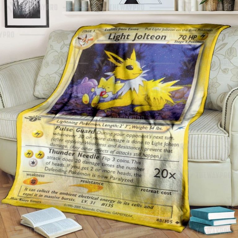 Anime-Pokemon-Light-Jolteon-1St-Edition-Custom-Blanket-And-Quilt-1