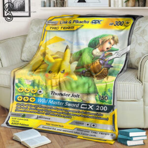 Anime Pokemon Link And Pikachu Tag Team Gx Full Printing Blanket