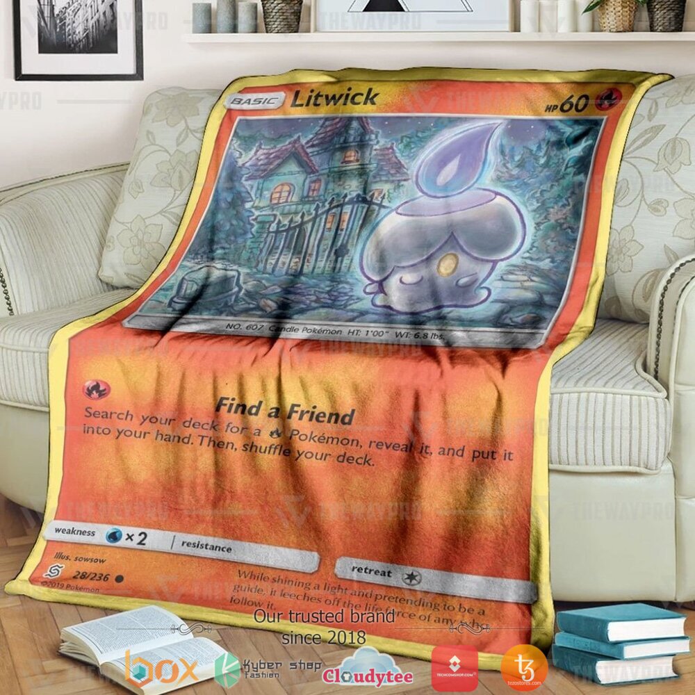 Anime Pokemon Litwick Unified Minds Soft Blanket Anime Pokemon Litwick Unified Minds Soft Blanket