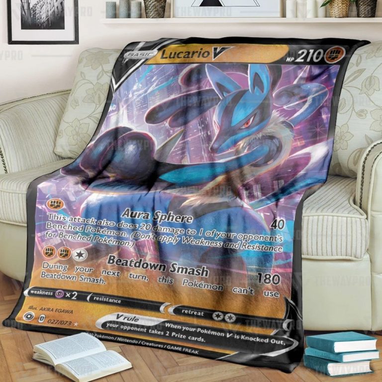 Anime-Pokemon-Lucario-V-Custom-Blanket-And-Quilt-1