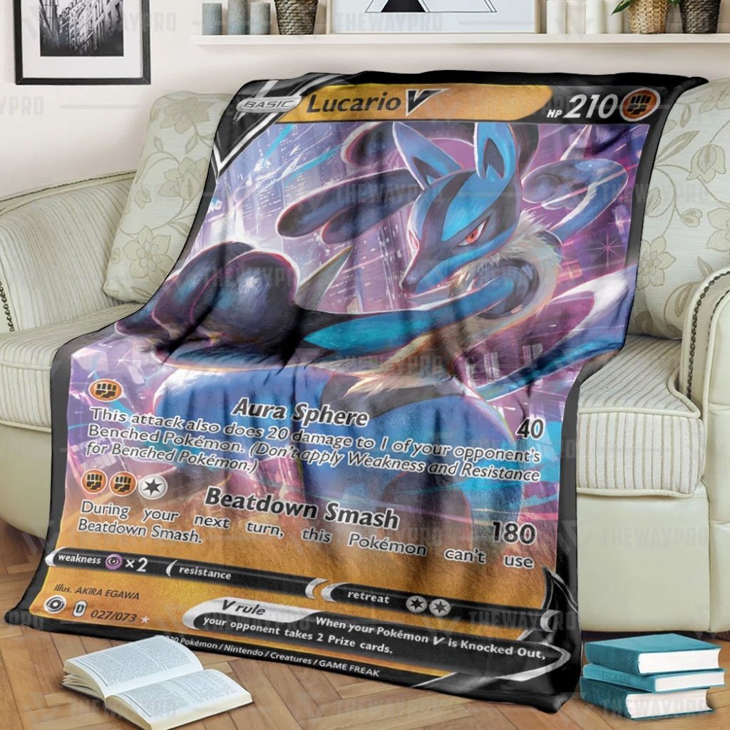 Anime Pokemon Lucario V Custom Blanket And Quilt Anime Pokemon Lucario V Custom Blanket And Quilt