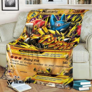 Anime Pokemon M Lucario Ex A%C2%B7 Furious Fists Blanket