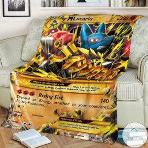Anime Pokemon M Lucario Ex %C2%B7 Furious Fists Custom Blanket