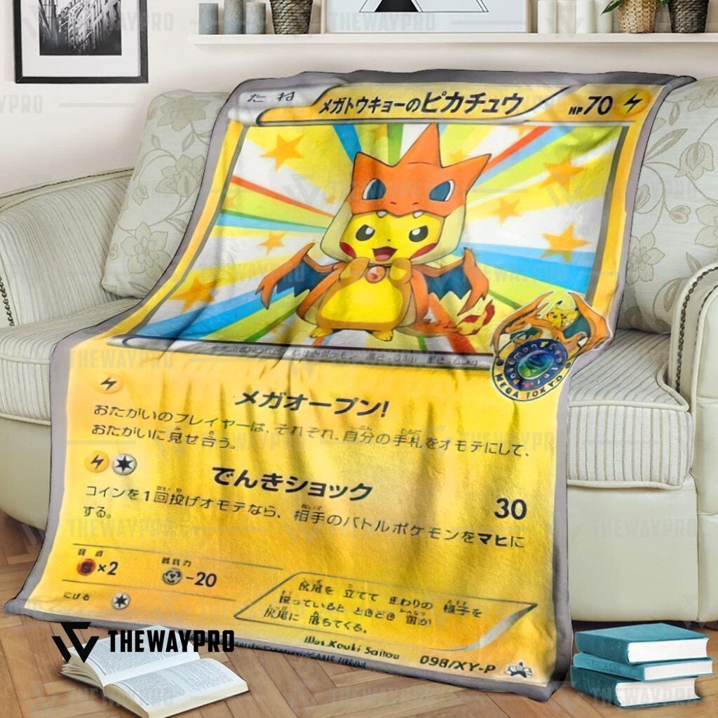 Anime Pokemon Mega Toky Pikachu Custom Soft Blanket Anime Pokemon Mega Toky Pikachu Custom Soft Blanket