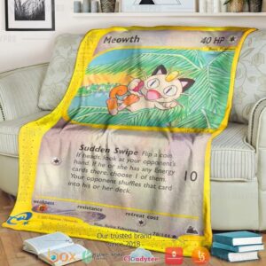 Anime Pokemon Meowth Skyridge Soft Blanket