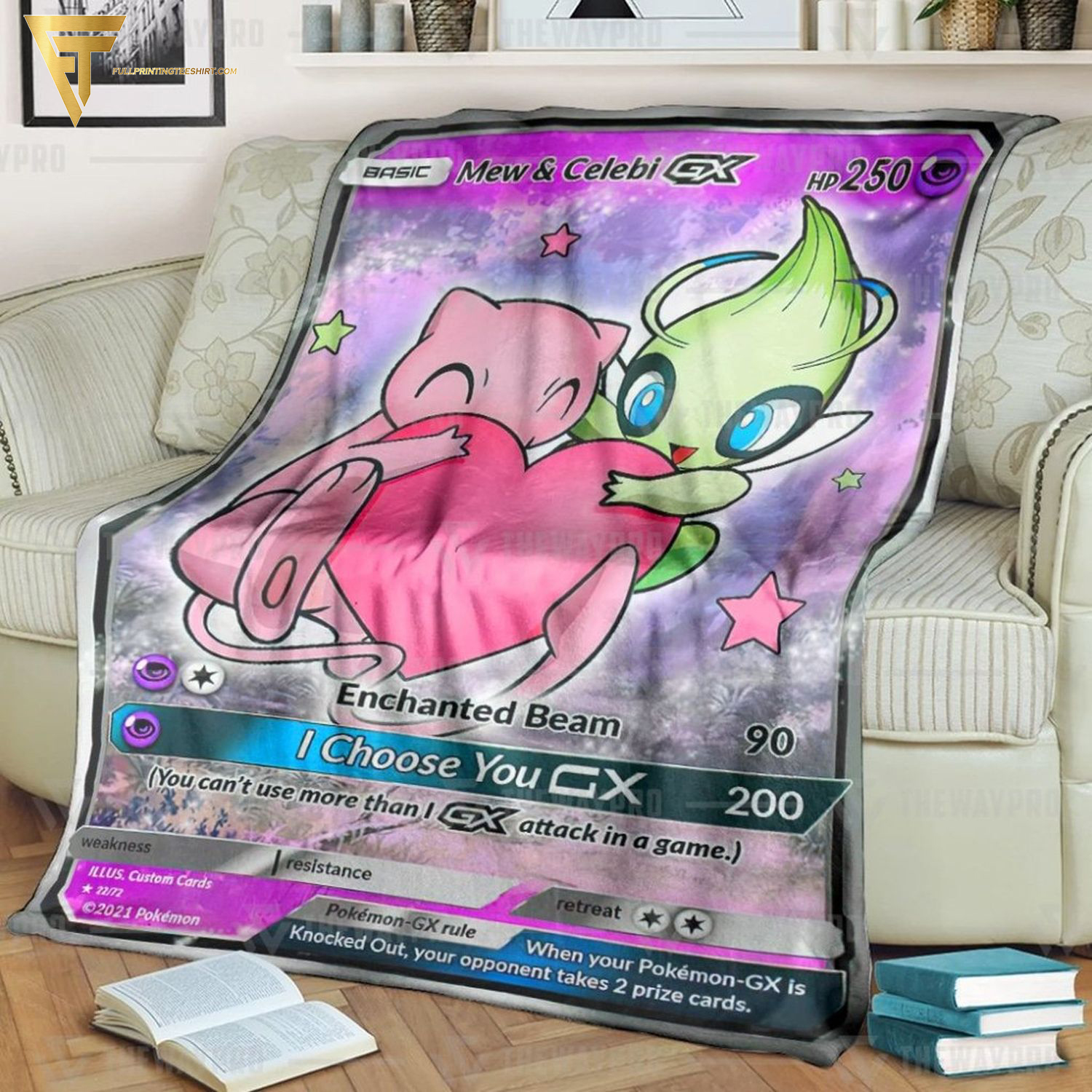 Anime Pokemon Mew And Celebi Gx Full Printing Blanket Anime Pokemon Mew And Celebi Gx Full Printing Blanket
