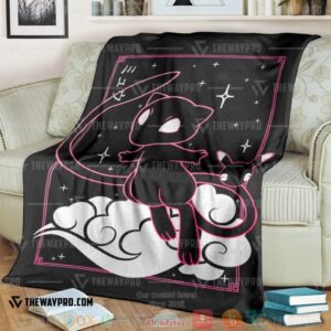 Anime Pokemon Mew Cloud Black Soft Blanket
