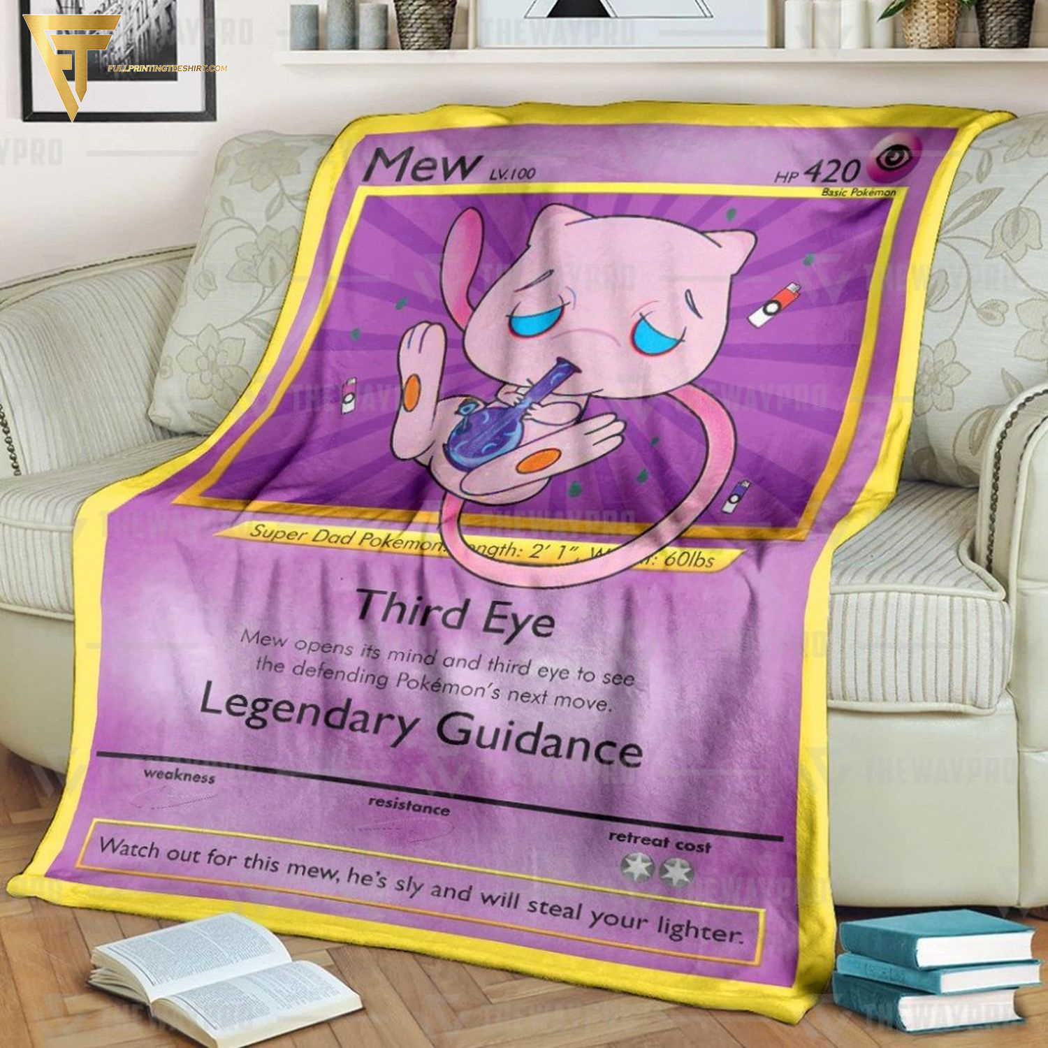 Anime Pokemon Mew Lv 100 Full Printing Blanket Anime Pokemon Mew Lv 100 Full Printing Blanket