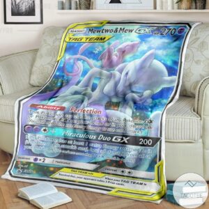 Anime Pokemon Mewtwo And Mew Custom Blanket