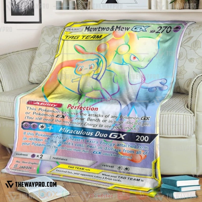 Anime Pokemon Mewtwo And Mew Gx Blanket Anime Pokemon Mewtwo And Mew Gx Blanket