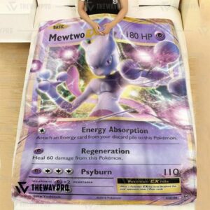 Anime Pokemon Mewtwo Ex Evolutions Custom Soft Blanket