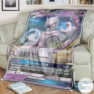 Anime Pokemon Mewtwo Gx Custom Blanket