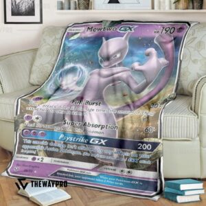 Anime Pokemon Mewtwo Gx Custom Soft Blanket 2