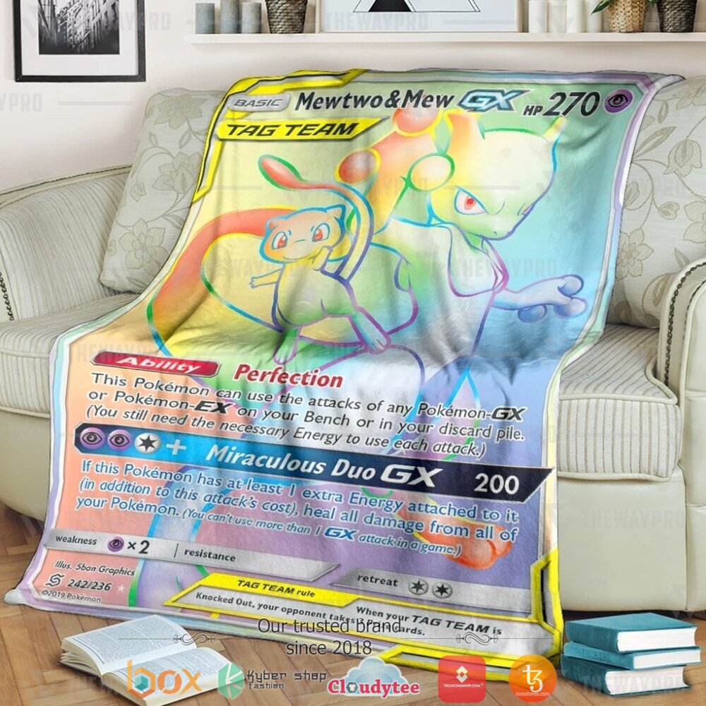Anime Pokemon Mewtwo Mew Gx Soft Blanket Anime Pokemon Mewtwo Mew Gx Soft Blanket