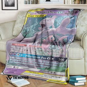 Anime Pokemon Mewtwo Mew Gx Unified Minds Custom Soft Blanket