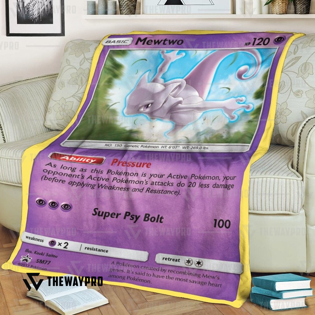 Anime Pokemon Mewtwo Psychic Custom Soft Blanket Anime Pokemon Mewtwo Psychic Custom Soft Blanket