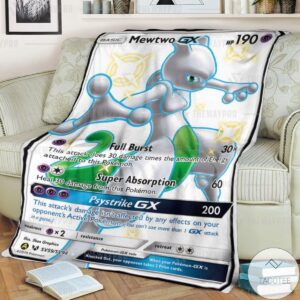 Anime Pokemon Mewtwo Shining Legends Custom Blanket
