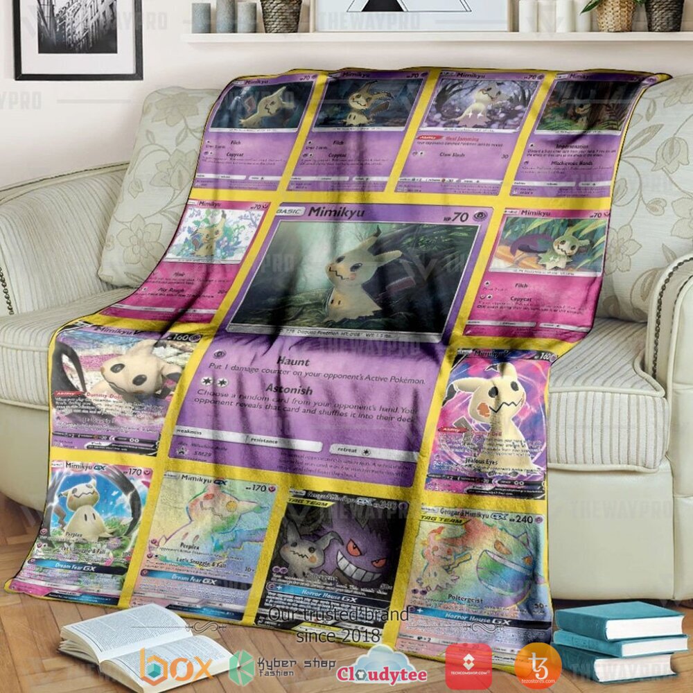 Anime Pokemon Mimikyu Cards Version 2 Soft Blanket Anime Pokemon Mimikyu Cards Version 2 Soft Blanket