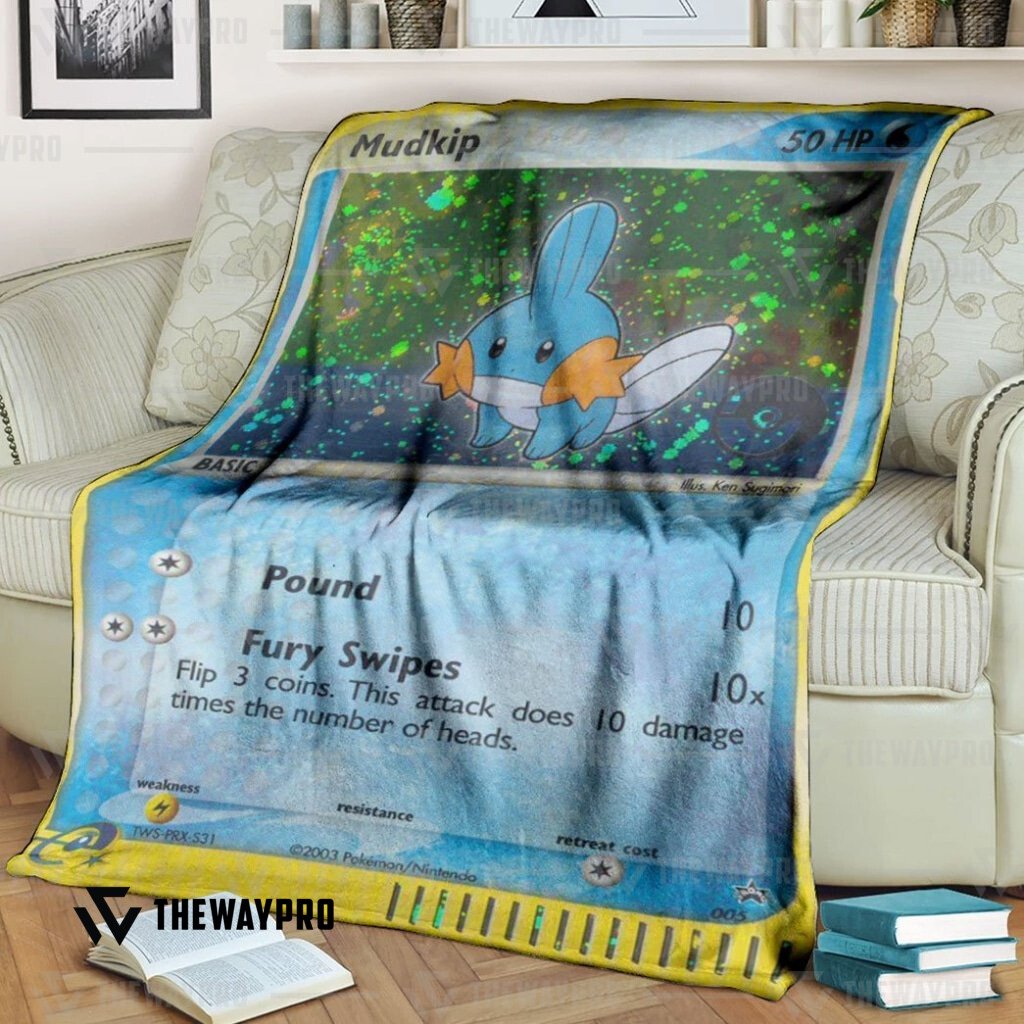 Anime Pokemon Mudkip Holo Custom Soft Blanket Anime Pokemon Mudkip Holo Custom Soft Blanket