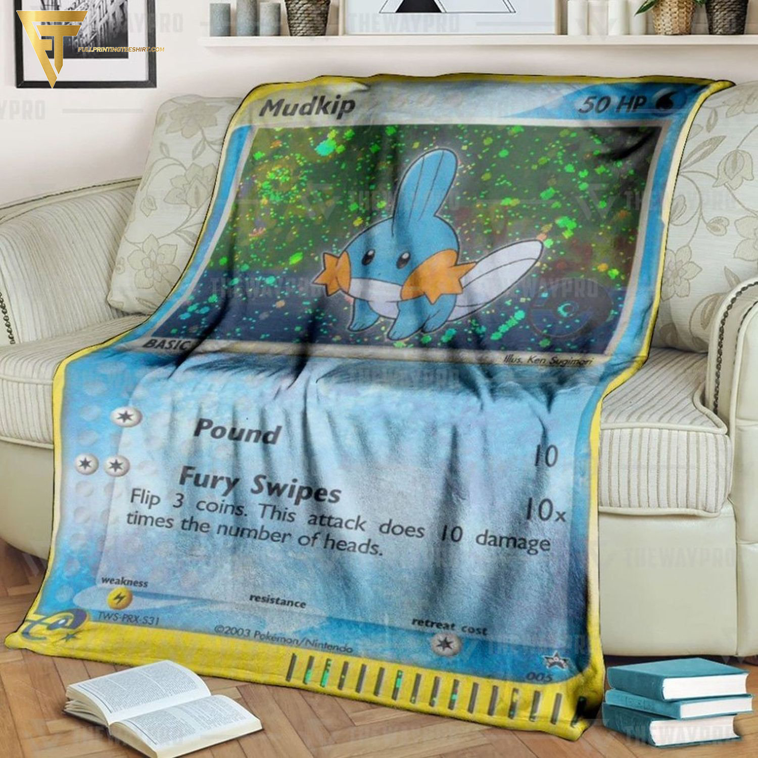 Anime Pokemon Mudkip Holo Full Printing Blanket Anime Pokemon Mudkip Holo Full Printing Blanket