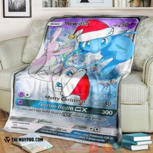 Anime Pokemon New Christmas Mew Gx Soft Blanket