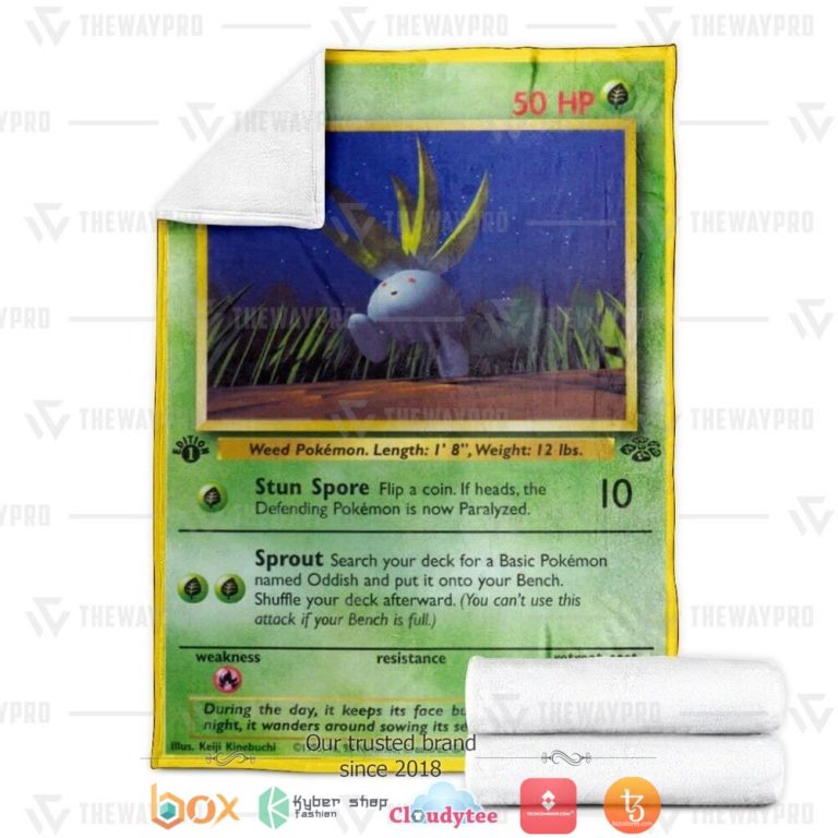 Anime-Pokemon-Oddish-1St-Edition-Soft-Blanket-2