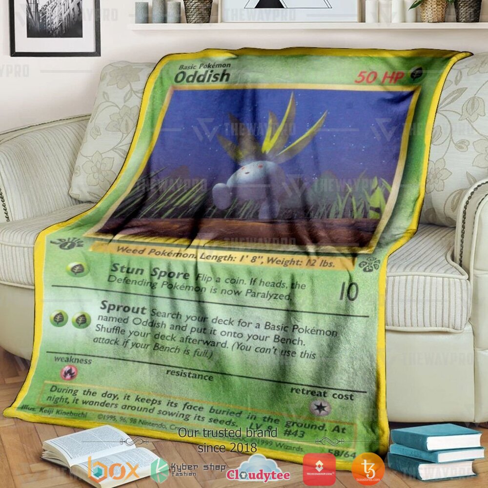 Anime Pokemon Oddish 1St Edition Soft Blanket Anime Pokemon Oddish 1St Edition Soft Blanket