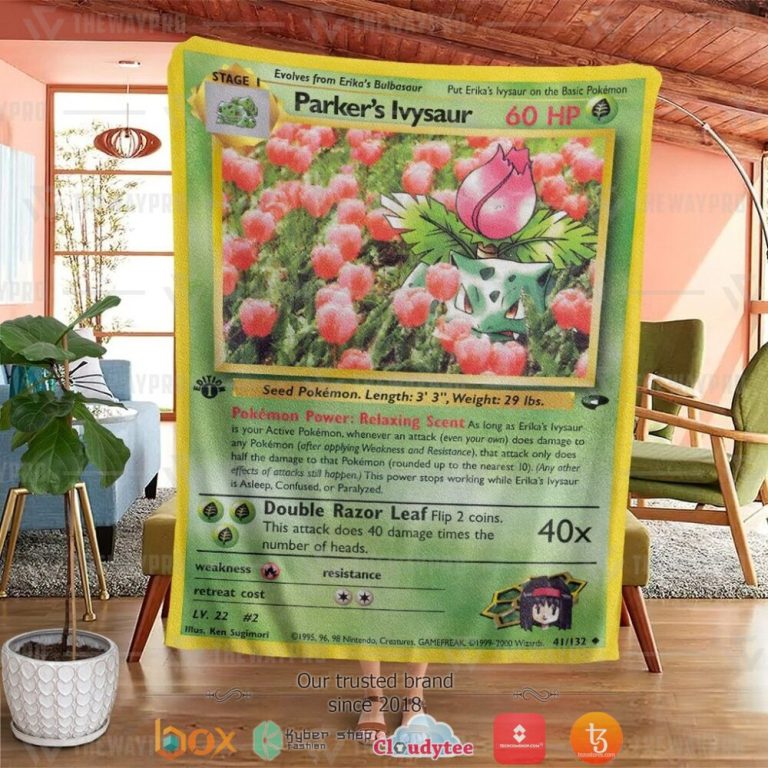 Anime-Pokemon-ParkerS-Ivysaur-Card-Soft-Blanket-1