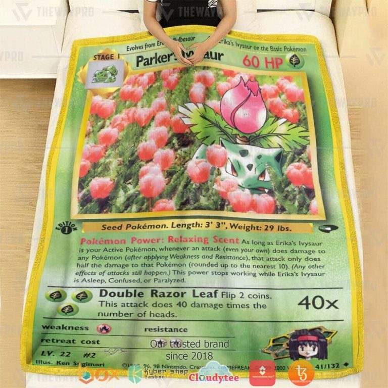Anime-Pokemon-ParkerS-Ivysaur-Card-Soft-Blanket-2