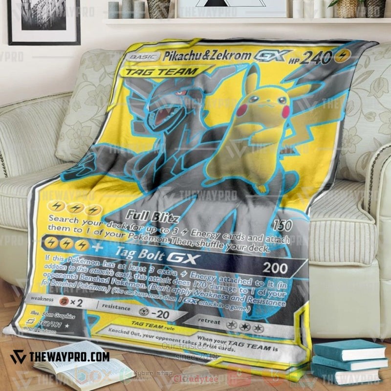 Anime Pokemon Pikachu And Zekrom Gx Blanket Anime Pokemon Pikachu And Zekrom Gx Blanket