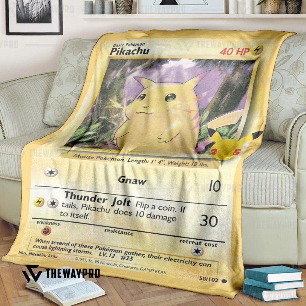 Anime Pokemon Pikachu Card Custom Soft Blanket Anime Pokemon Pikachu Card Custom Soft Blanket