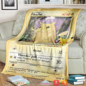 Anime Pokemon Pikachu Card Soft Blanket