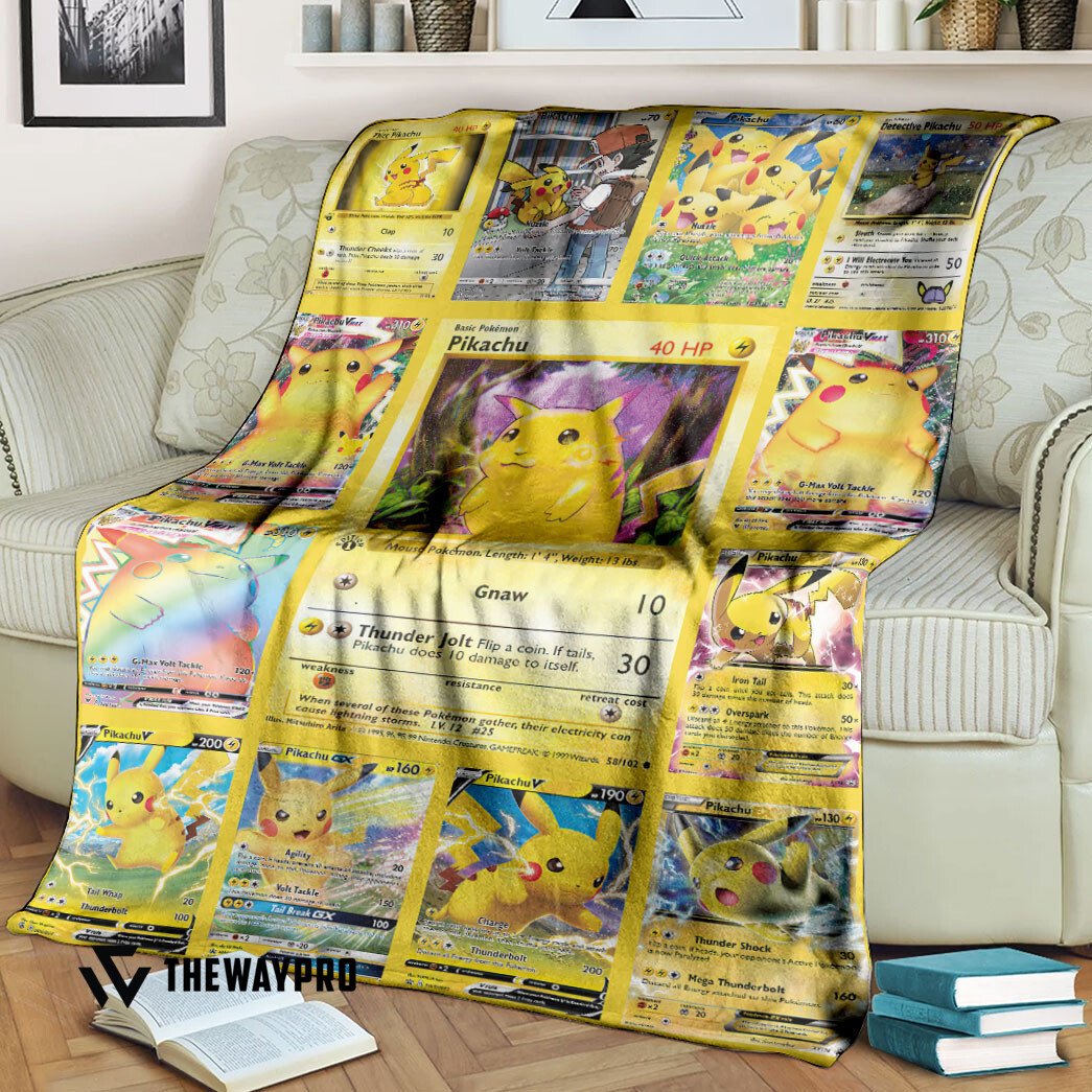 Anime Pokemon Pikachu Cards Version 2 Blanket Anime Pokemon Pikachu Cards Version 2 Blanket