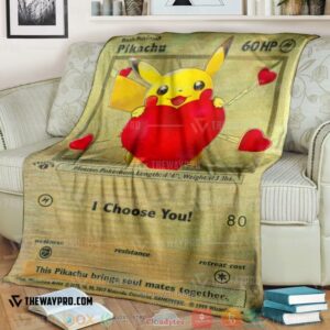 Anime Pokemon Pikachu I Choose You Gold Card Soft Blanket